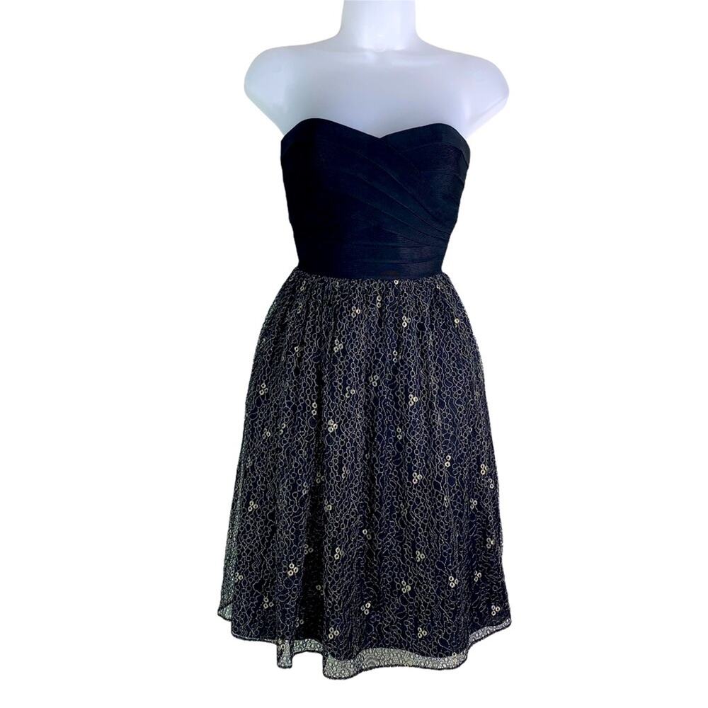 ERIN FETHERSTON Women's Black Bandage Strapless Lace Dress